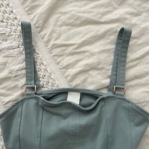 H&M Soft Blue Gray Bodysuit Top